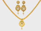 22K Yellow Gold Pearl & Gemstone Necklace Set | Elegant Dual-Stone Design