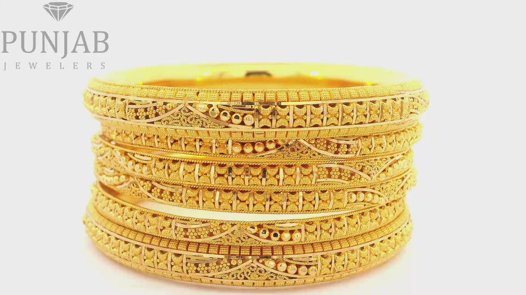 22K Yellow Gold Traditional Bangles Set – Timeless Heritage Elegance
