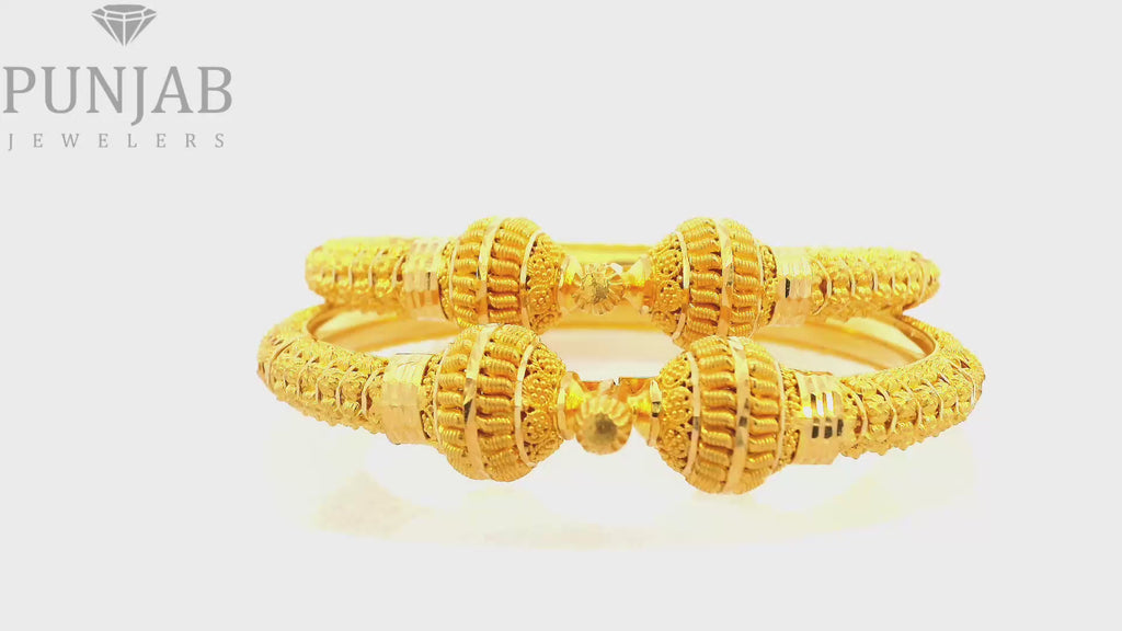 22K Yellow Gold Traditional Screw Open Bangles – Timeless Heritage Design