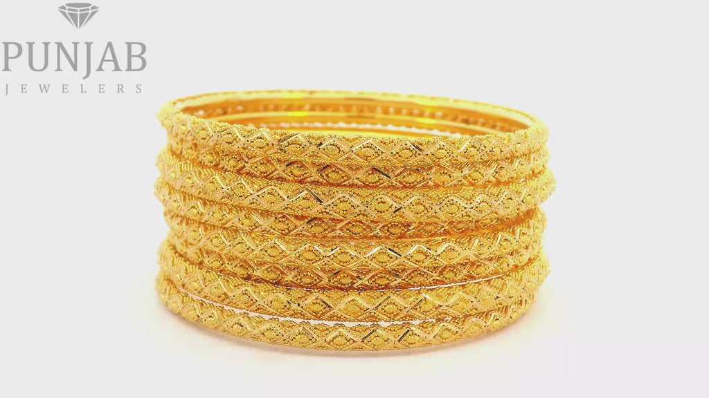 22K Yellow Gold Traditional Bangles Set – Timeless Heritage Elegance