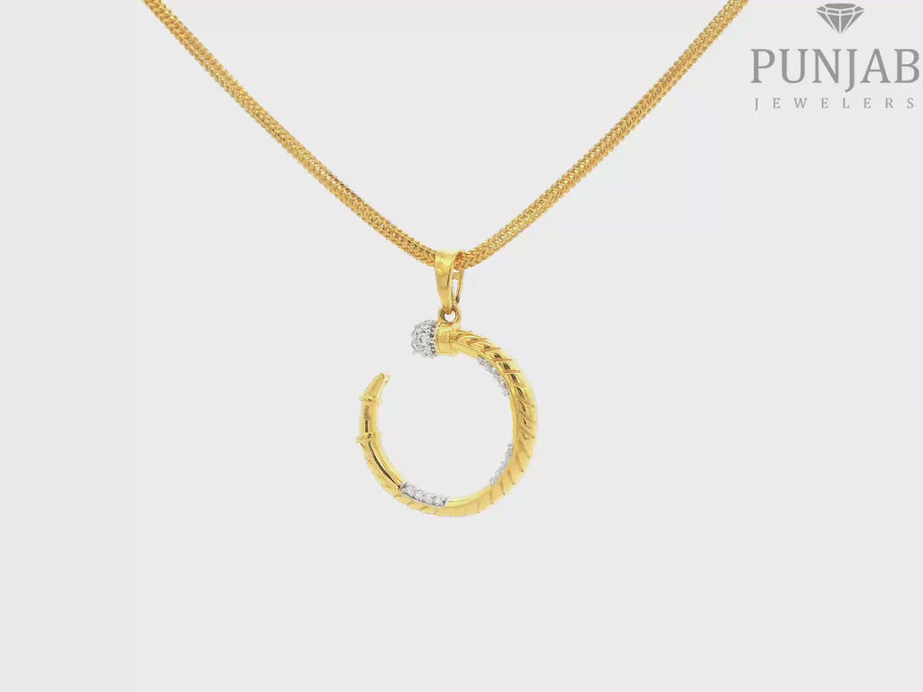 22K Yellow Gold Fancy Pendant with Cubic Zirconia