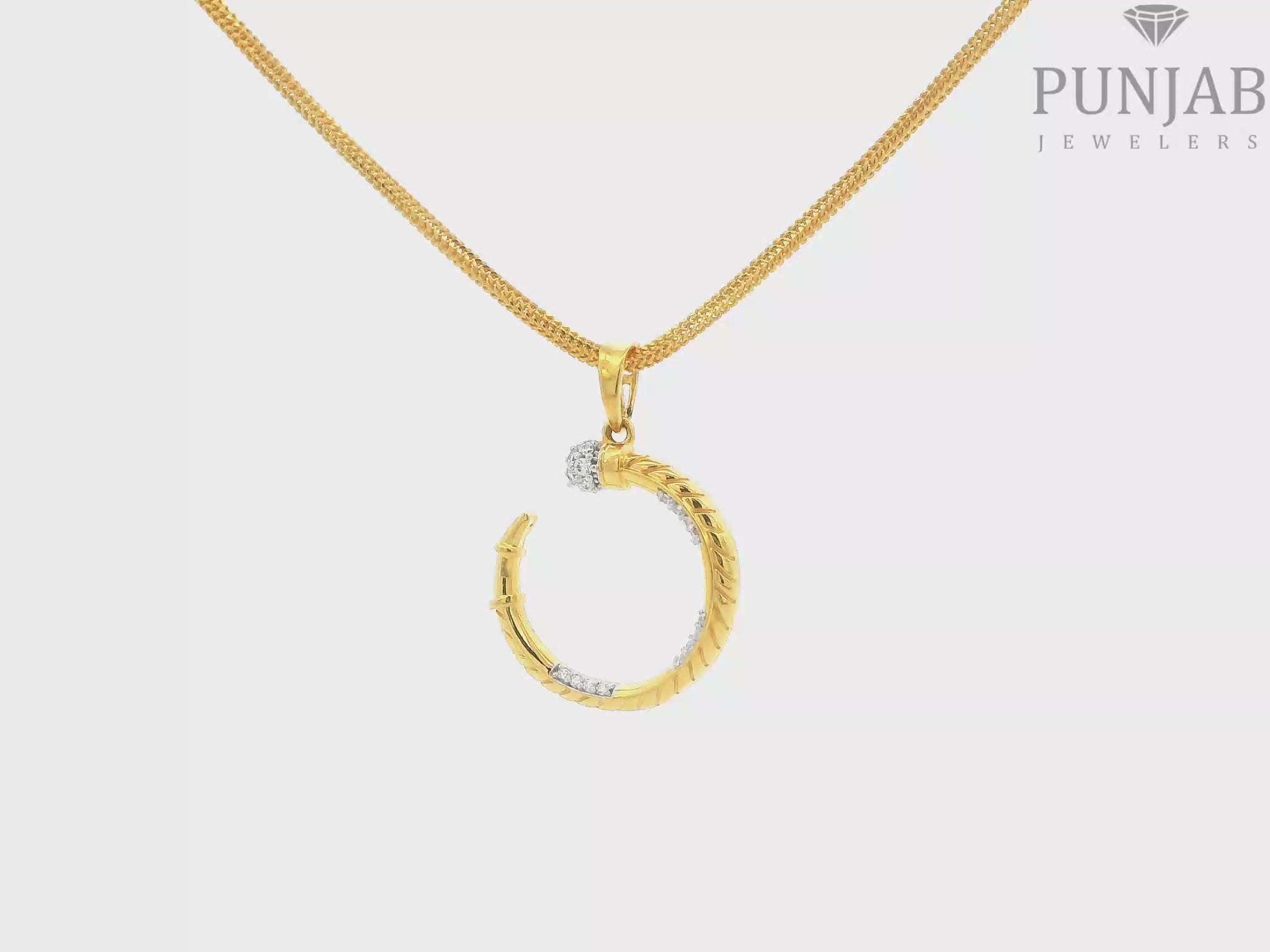 22K Yellow Gold Fancy Pendant with Cubic Zirconia