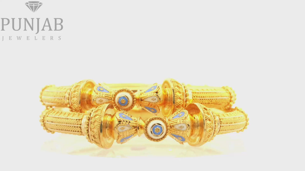 22K yellow gold Meenakari bangles