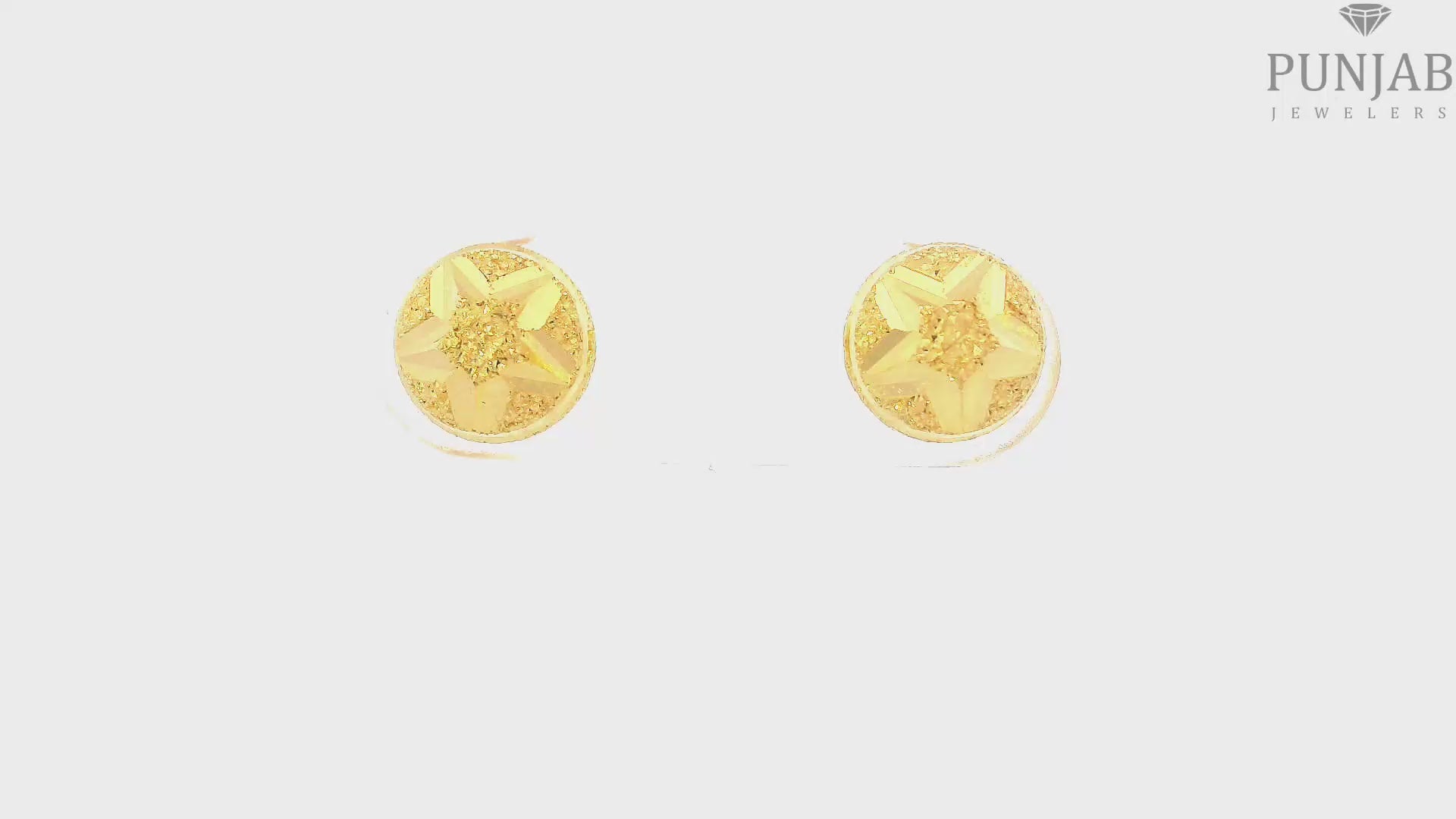 22K Yellow Gold Fancy Stud Earrings with Push Back