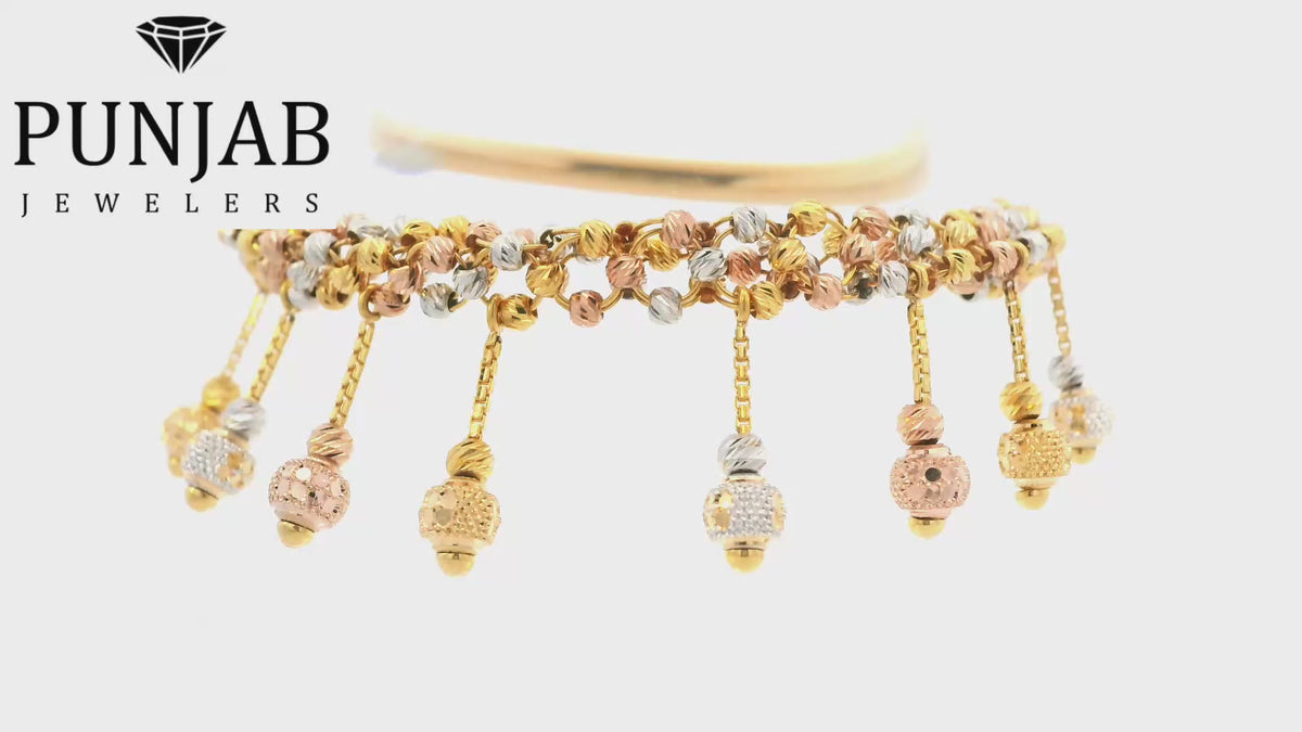 22K Three-Tone Gold Bracelet with Lobster Lock