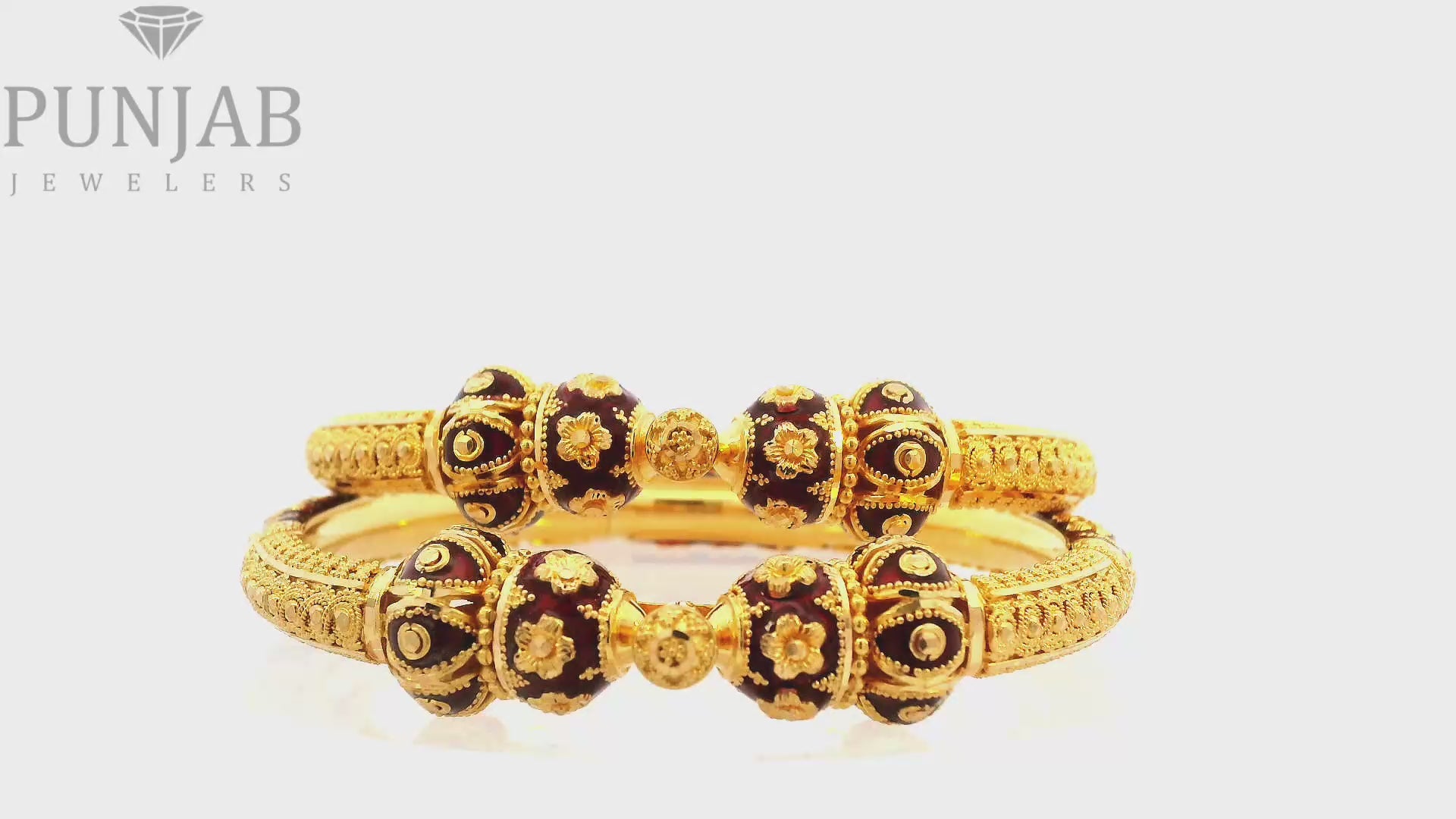 22K Yellow Gold Meenakari Screw Open Bangles – Traditional Artistic Elegance, Size 2.4 (Pair)