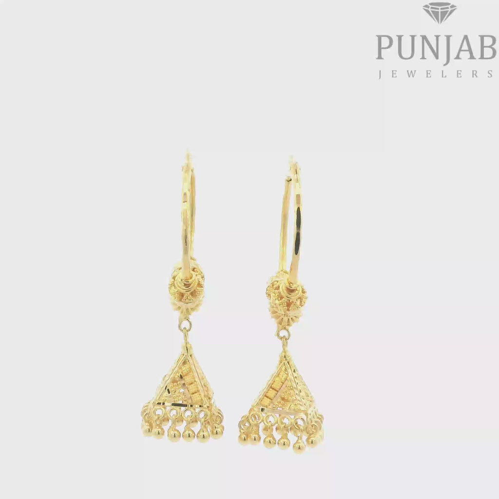22K Yellow Gold Traditional Hoop Earrings