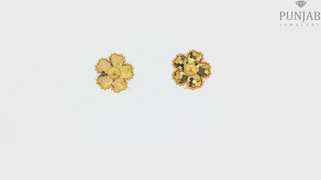 22K Yellow Gold Fancy Stud Earrings with Push Back