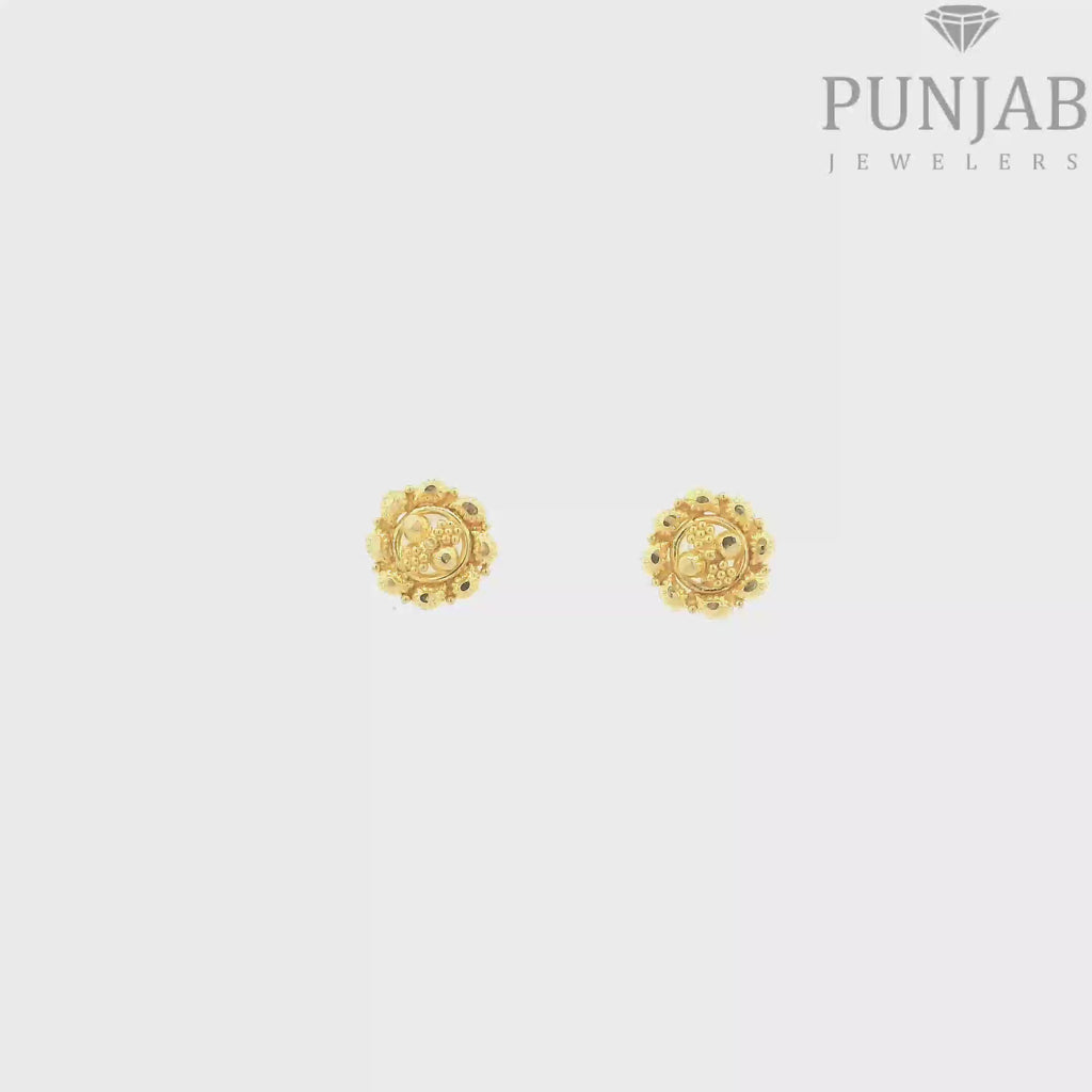 22K Yellow Gold Fancy Stud Earrings with Screw Back