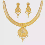 22K Engraved Yellow Gold Chain Necklace