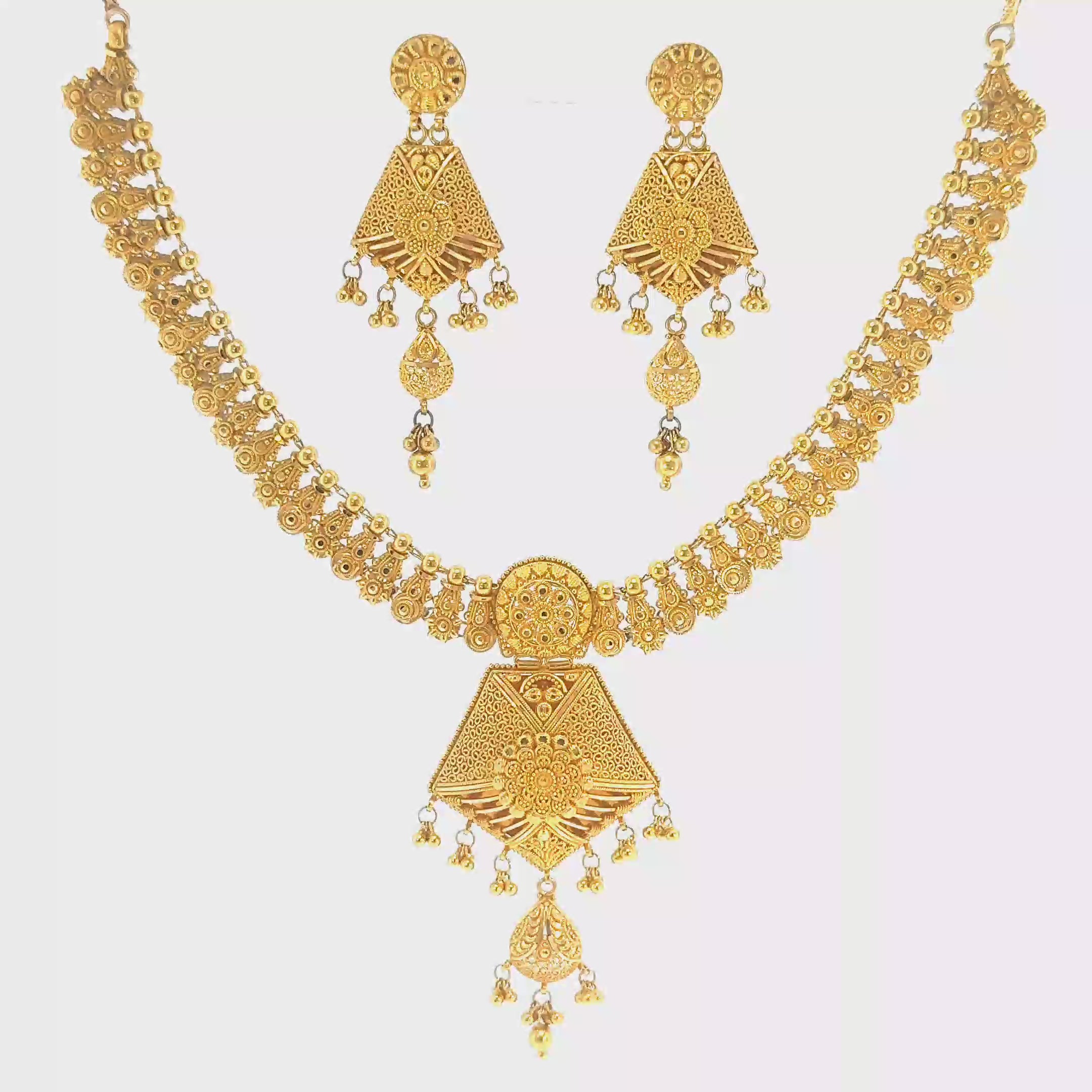 22K Contemporary Dual-Layered Yellow Gold Cable Chain Necklace