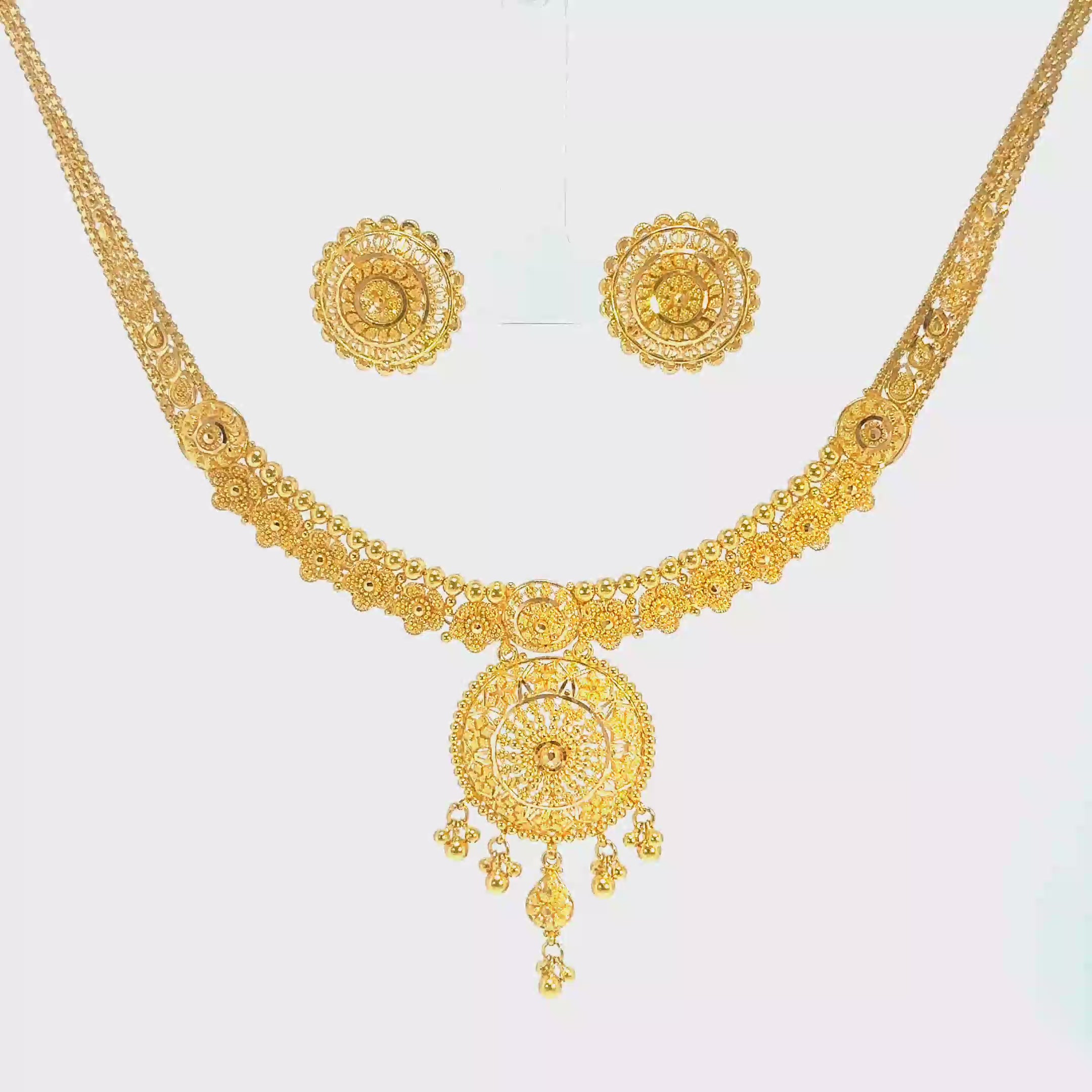 22K Dual-Strand Yellow Gold Layered Bead and Cable Chain Necklace