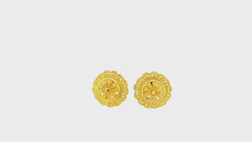 22K Yellow Gold Traditional Stud Earrings | Classic Polished Tops