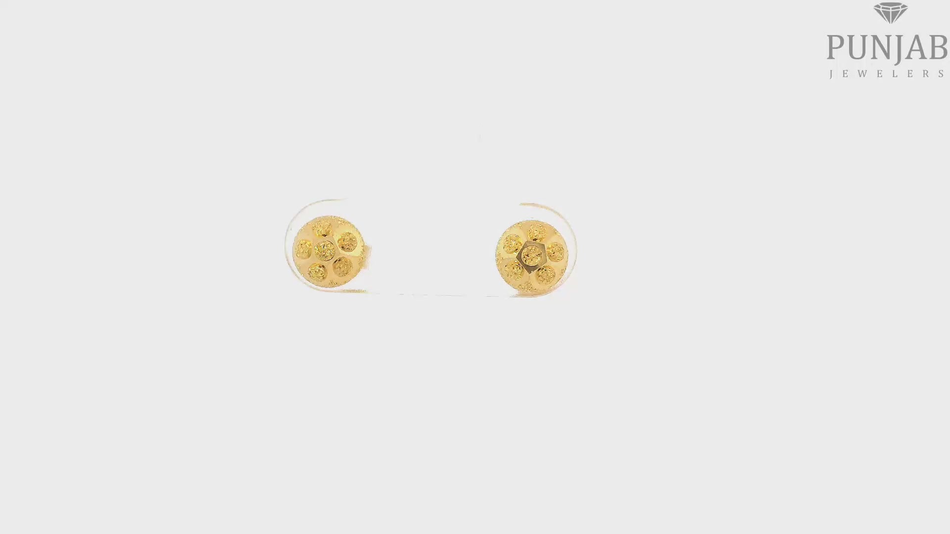 22K Yellow Gold Fancy Stud Earrings with Push Back
