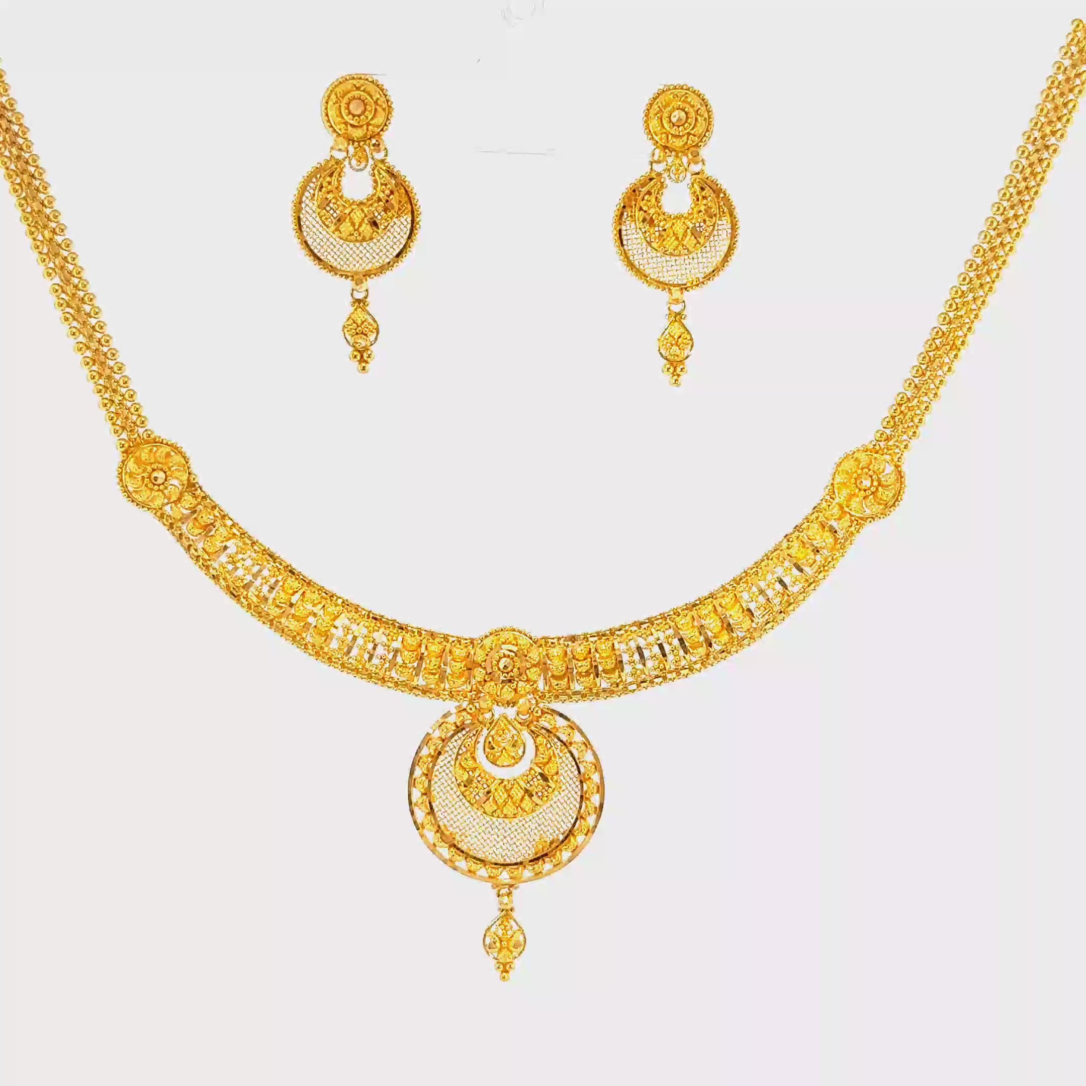 22K Minimalist Yellow Gold Dual Layered Bead Necklace
