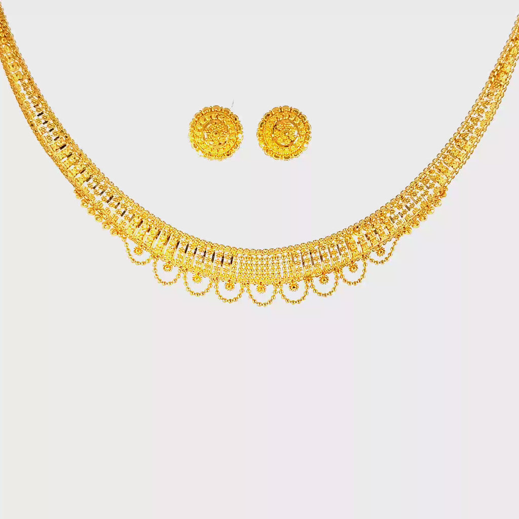 22K Classic Yellow Gold Rope Chain Necklace with Polished Twisted Links