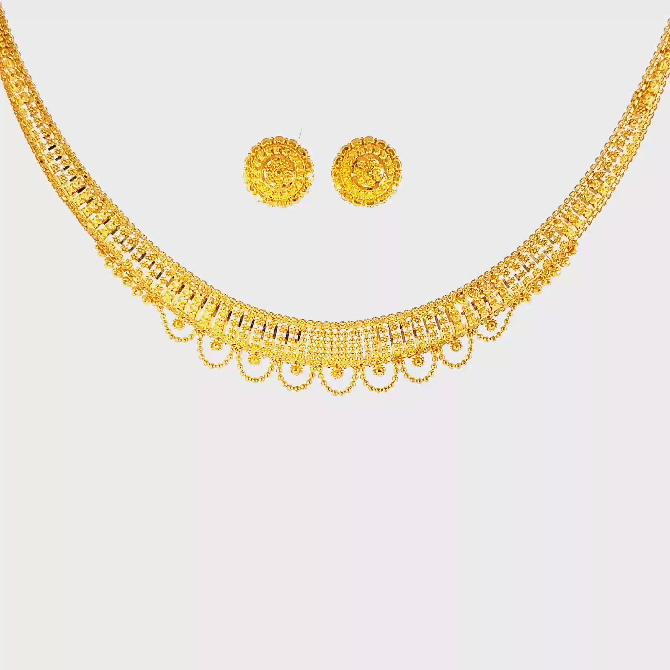 22K Classic Yellow Gold Rope Chain Necklace with Polished Twisted Links