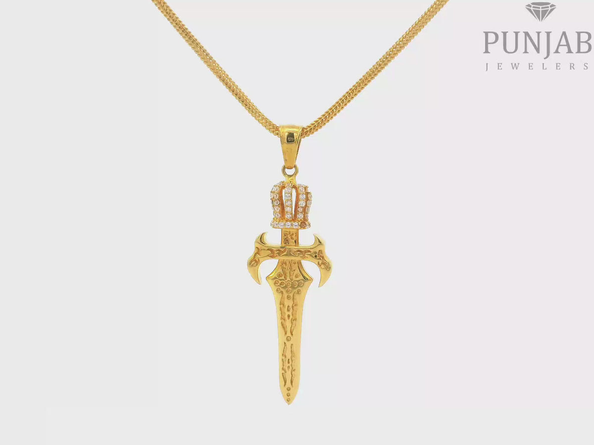 22K Yellow Gold Om Pendant with Cubic Zirconia