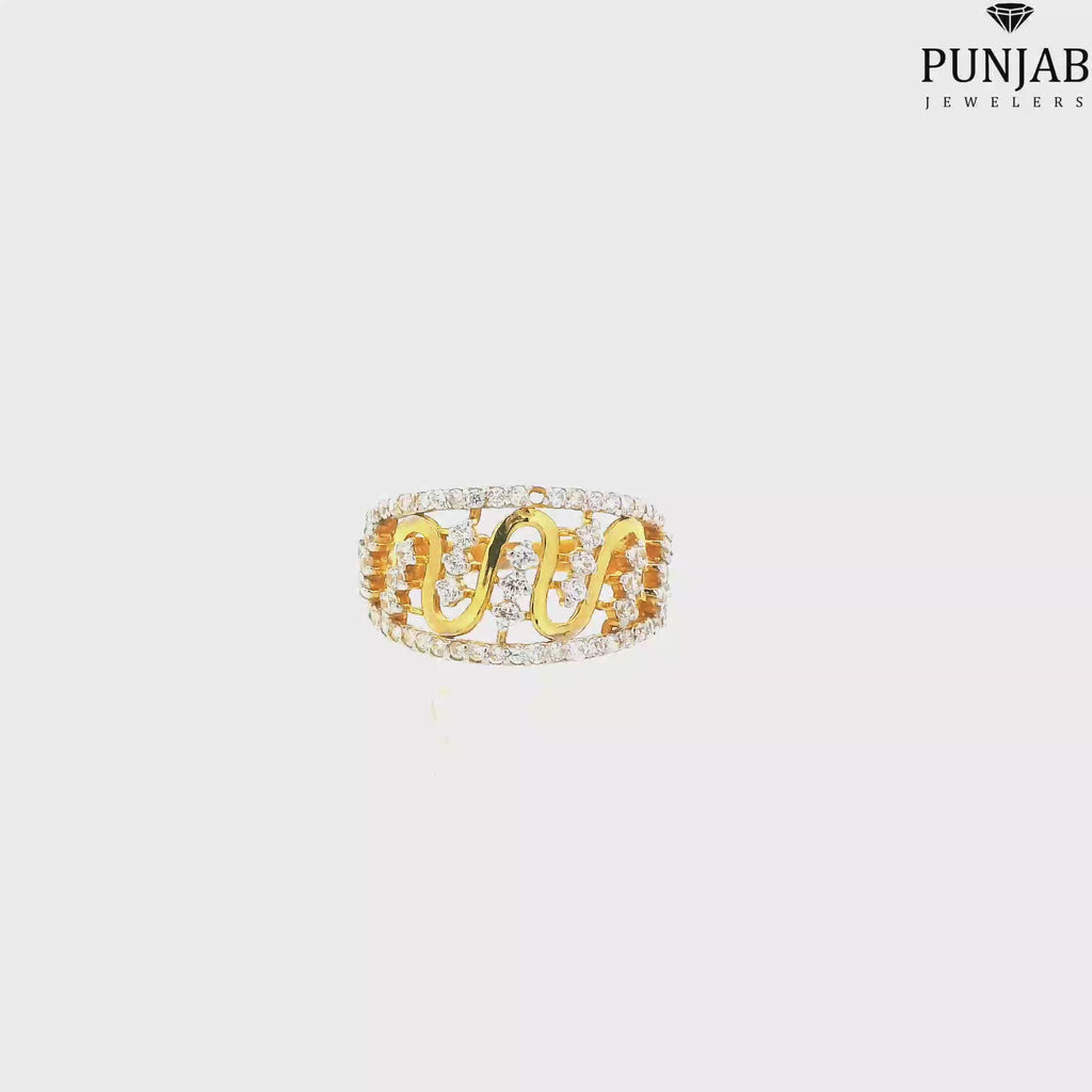 22K Yellow Gold Fancy Ring with Cubic Zirconia