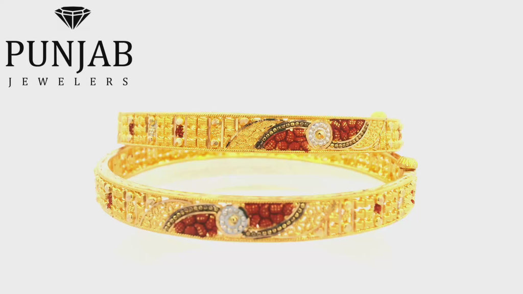 22K Two-Tone Gold Bangle