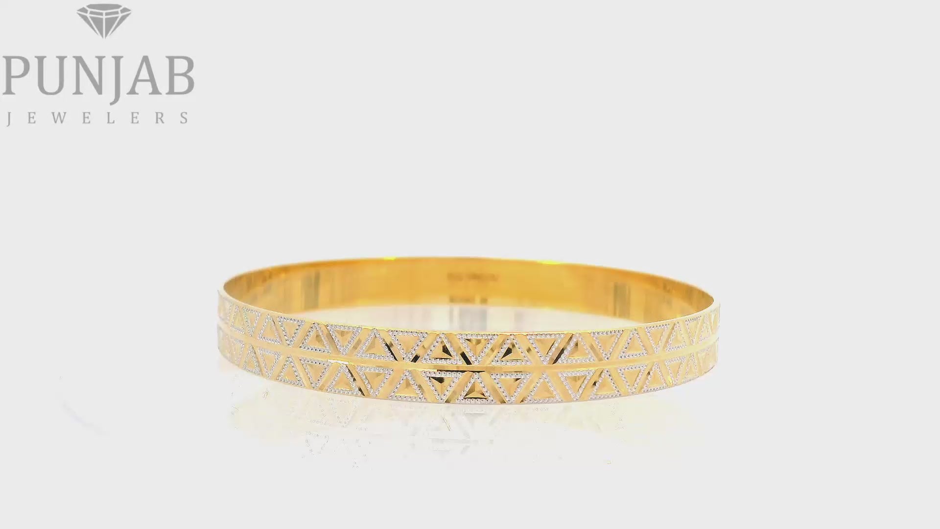 22K Yellow Gold Two Tone Bangles – Elegant Dual Finish Design