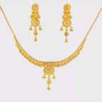 22K Three-Tiered Yellow Gold Disc and Ball Layered Necklace