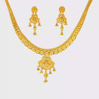 22K Polished Yellow Gold Triple Layered Multi-Chain Necklace