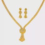 22K Elegant Yellow Gold Layered Beaded Chain Necklace