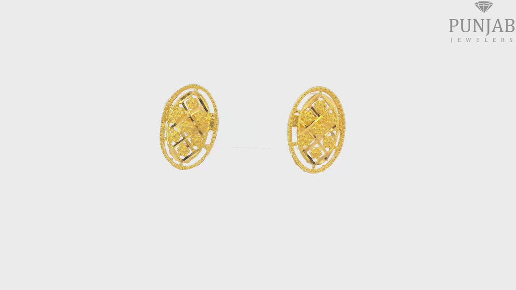 22K Yellow Gold Fancy Stud Earrings with Push Back