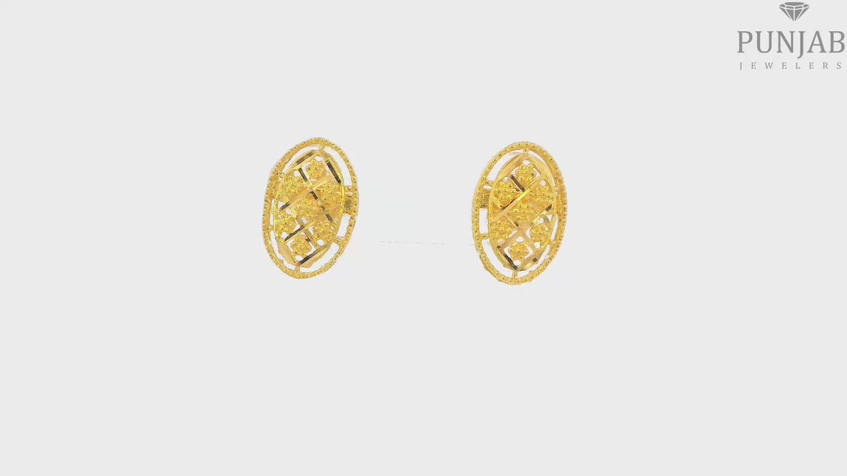 22K Yellow Gold Fancy Stud Earrings with Push Back