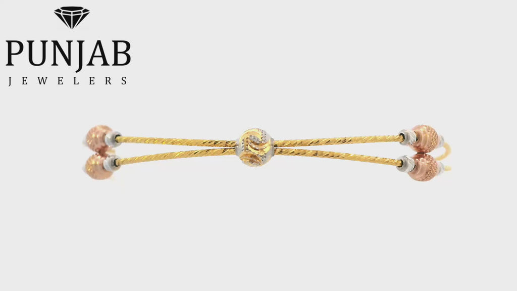 22K Two-Tone Gold Bracelet with Lobster Lock