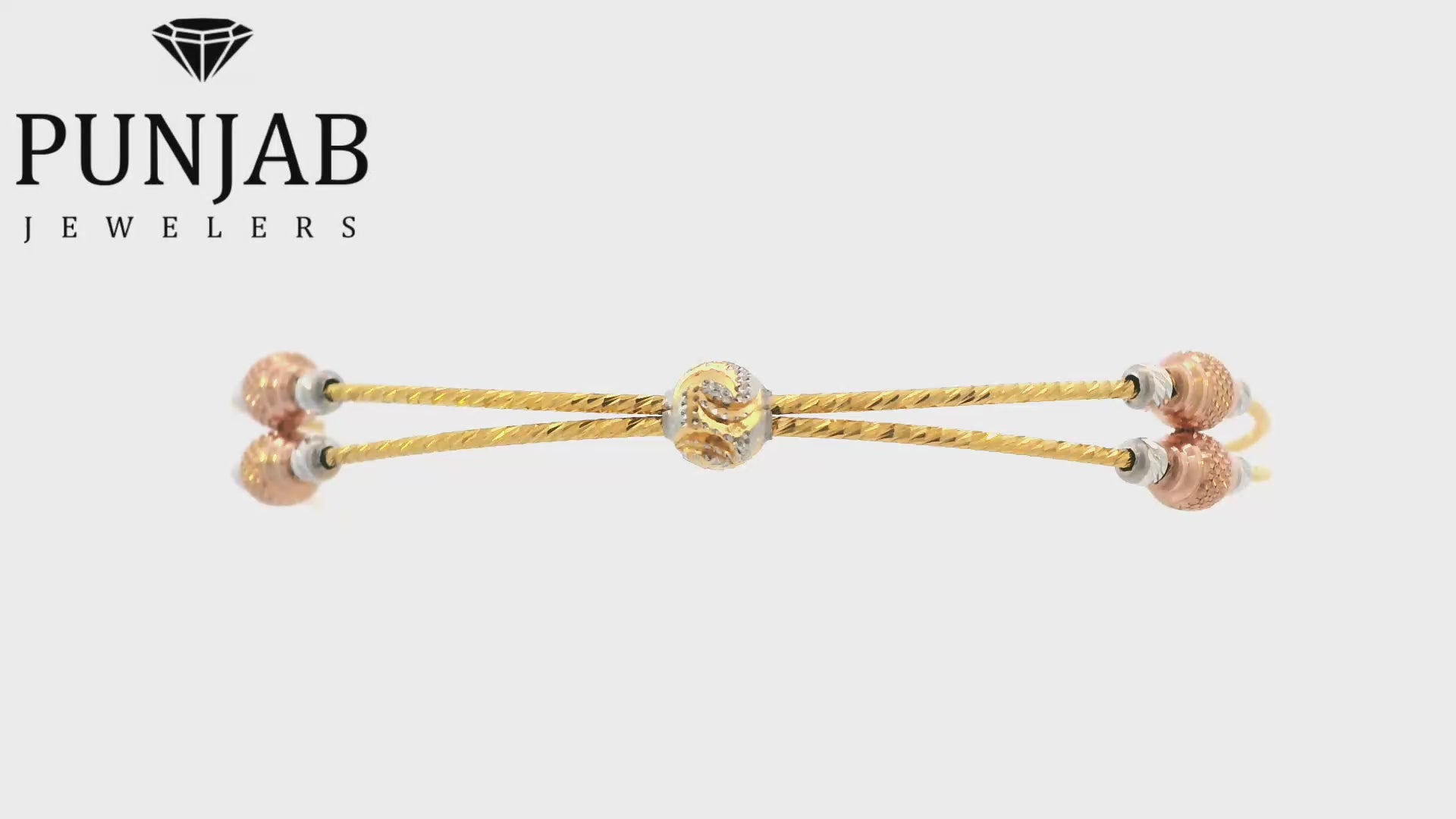 22K Two-Tone Gold Bracelet with Lobster Lock