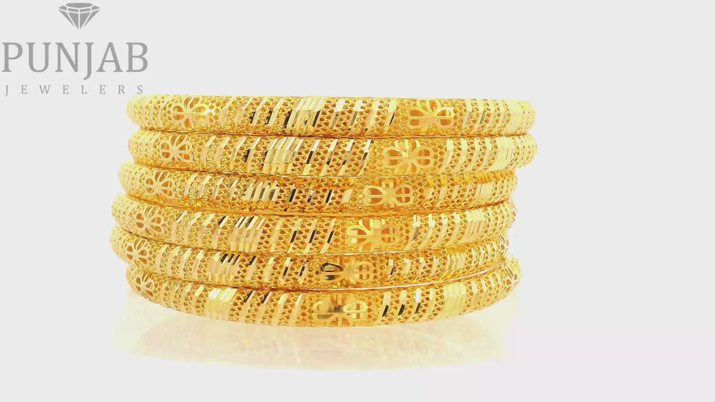 22K Yellow Gold Traditional Bangles Set – Timeless Heritage Elegance