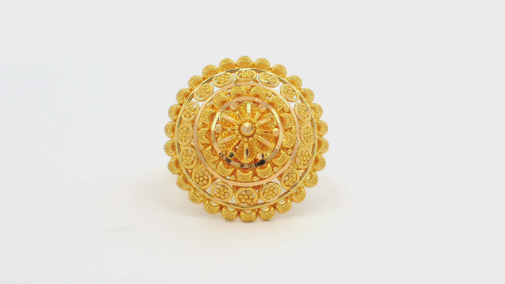 22k Yellow Gold Ornate Mandala Ring