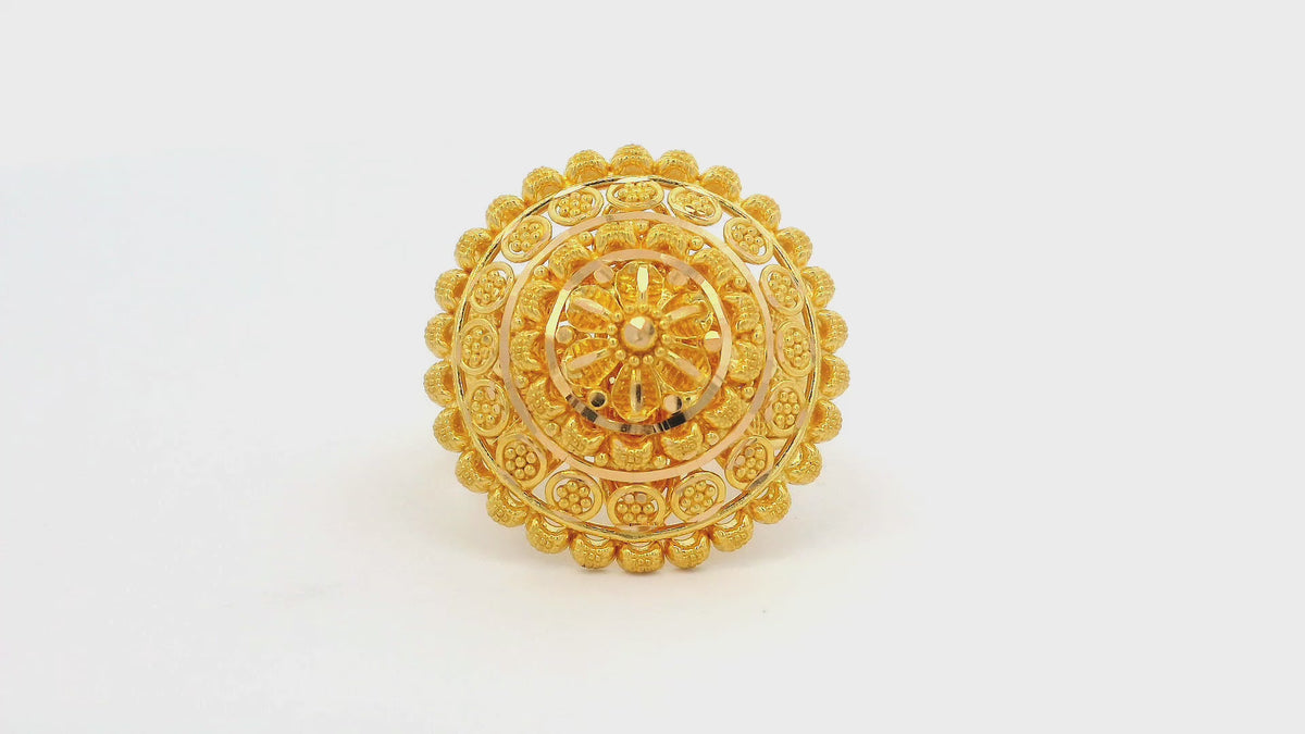 22k Yellow Gold Ornate Mandala Ring