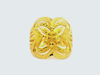 22K Yellow Gold Floral Openwork Ring with Textured Finish