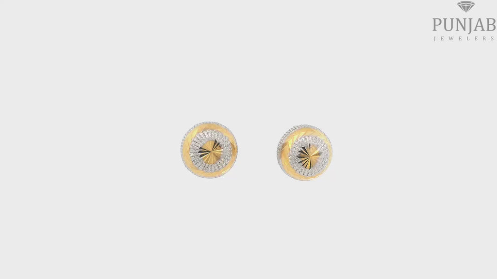 22K Two-Tone Yellow Gold Stud Earrings with Screw Back