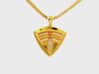 22K Yellow Gold Triangular Pendant with Cubic Zirconia Accents