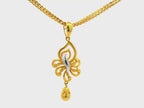 22K Yellow and White Gold Dual-Tone Pendant with Hanging Charm