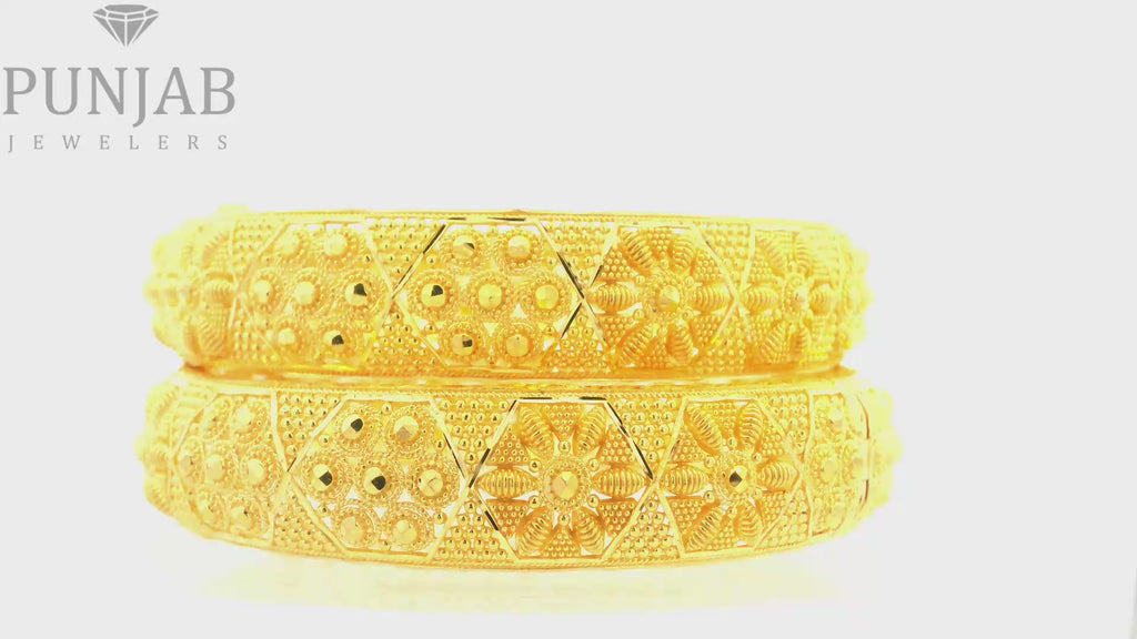 22K Yellow Gold Screw Open Bangles – Classic Elegance