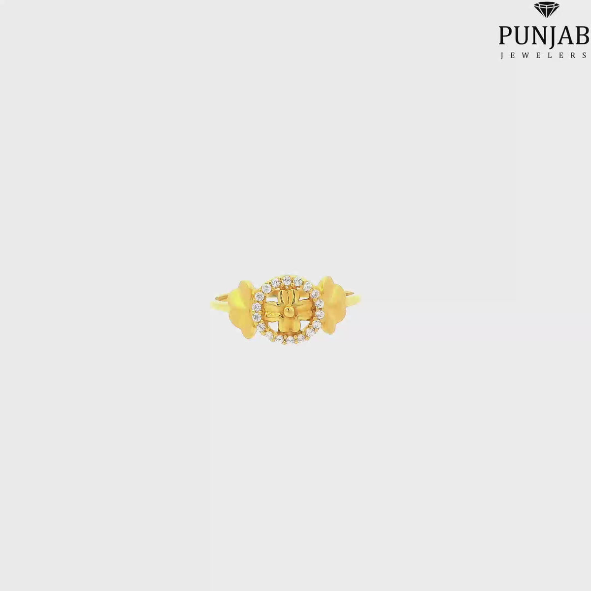 22K Yellow Gold Fancy Ring with Cubic Zirconia