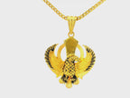 22K Yellow Gold Khanda Symbol Pendant with Eagle Design