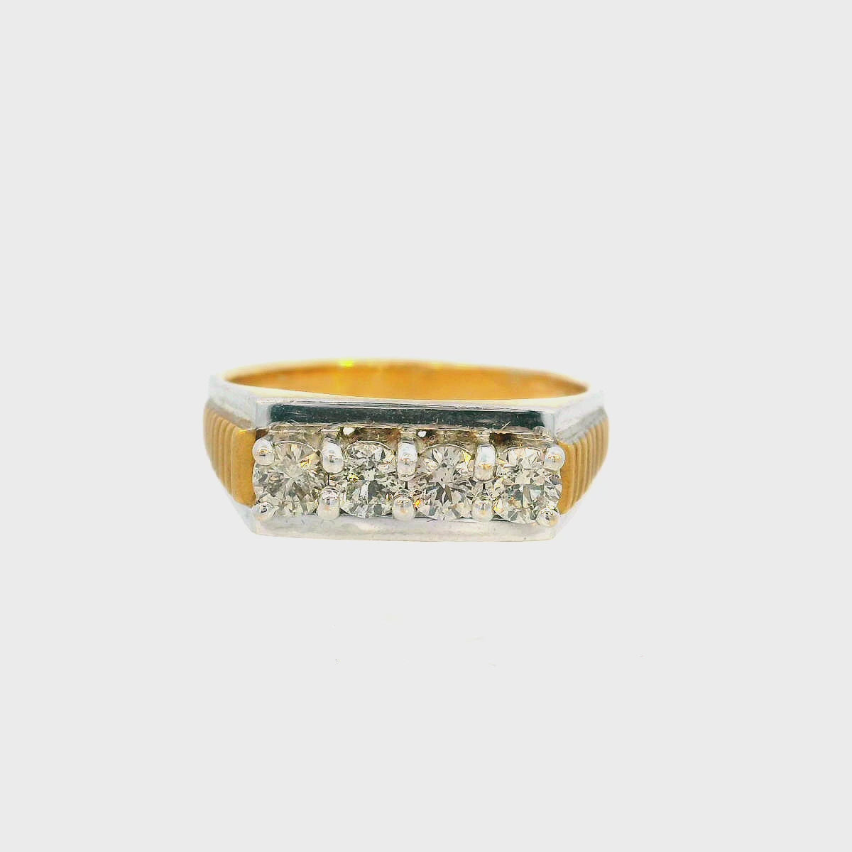 14K Yellow and White Gold Diamond Ring with 0.71 CT Diamond