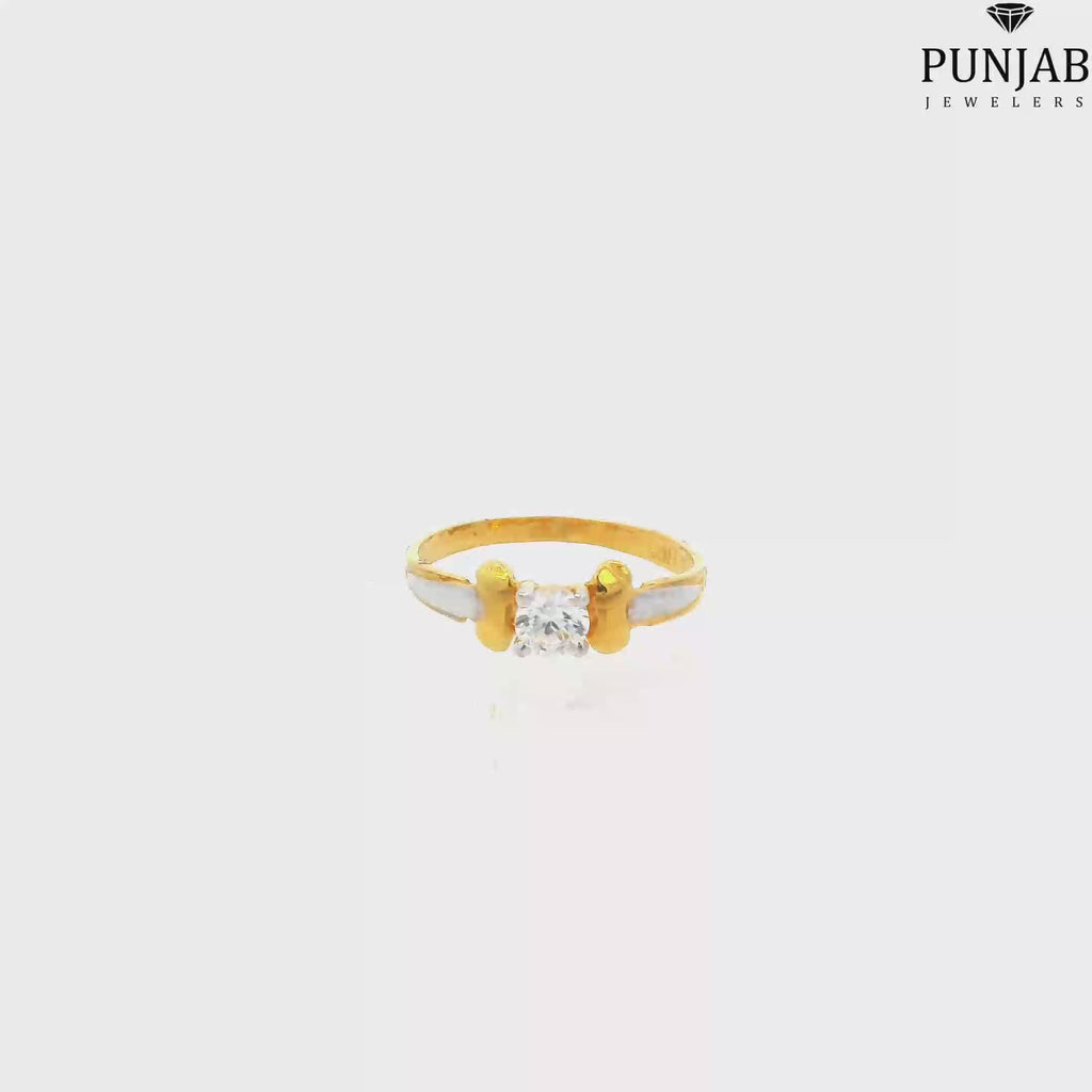 22K Yellow Gold Fancy Ring with Colored Cubic Zirconia