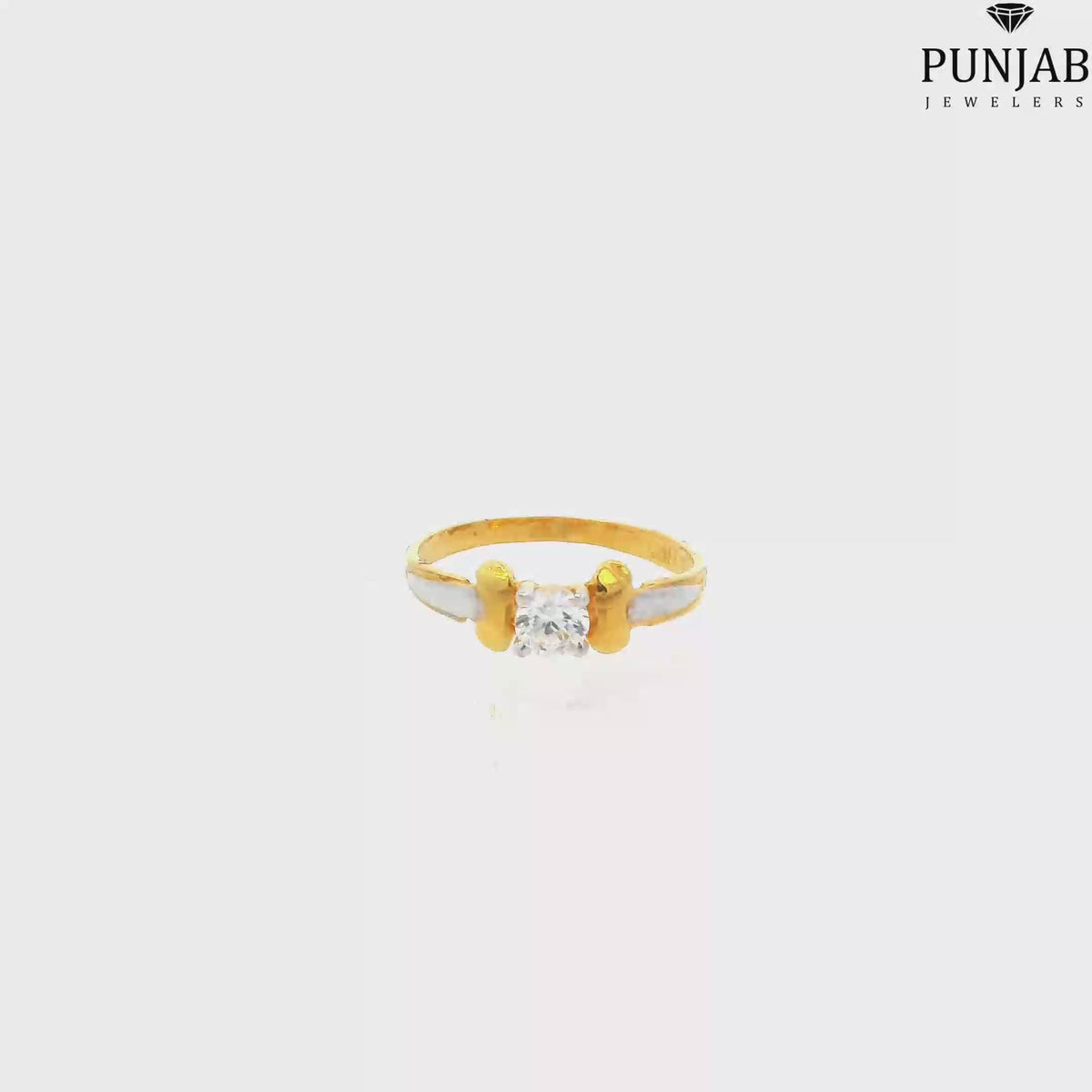 22K Yellow Gold Fancy Ring with Colored Cubic Zirconia