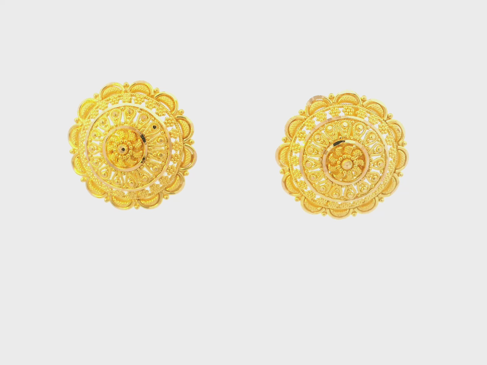 22K Yellow Gold Floral Stud Earrings
