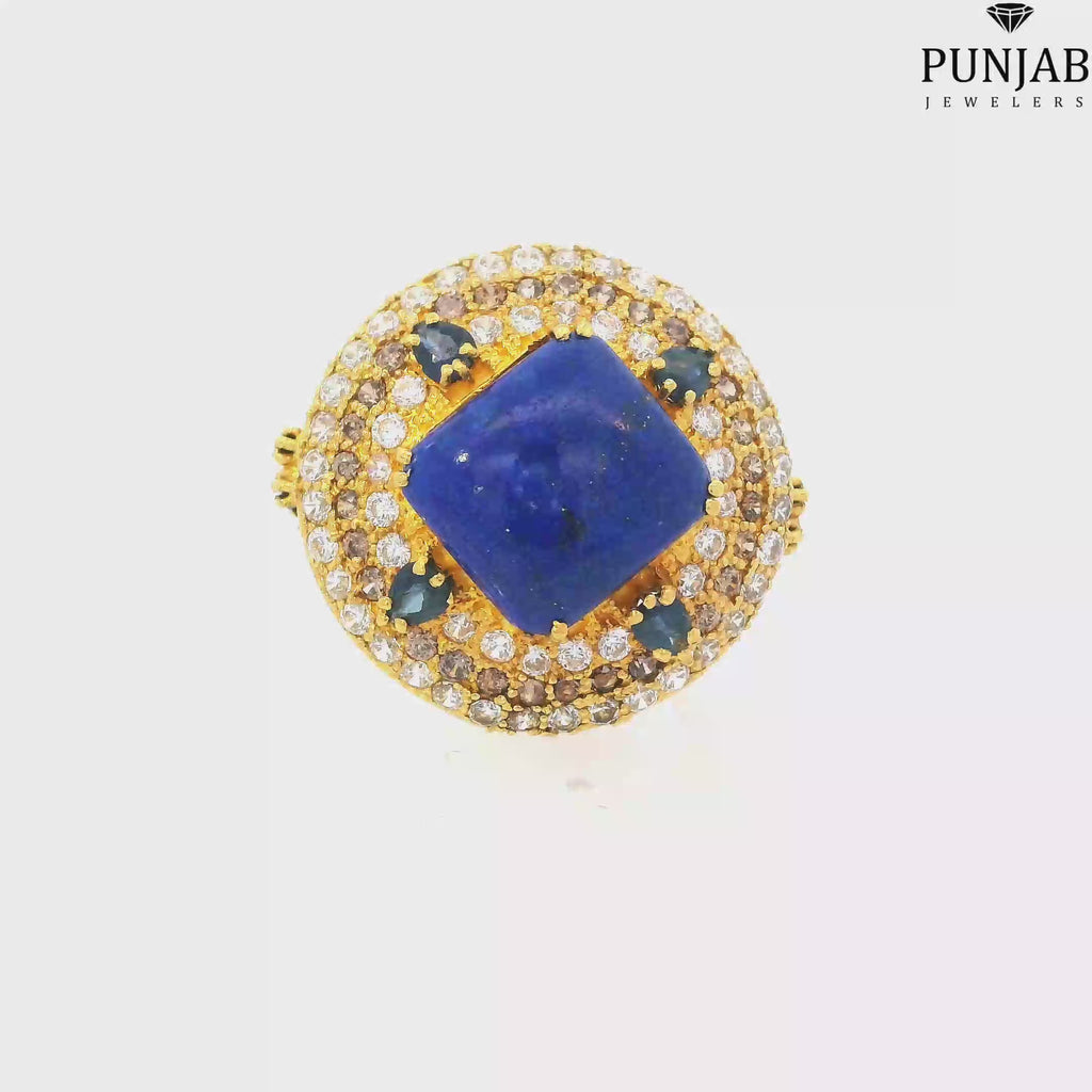 22K Yellow Gold Fancy Ring with Colored Stone