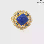 22K Yellow Gold Fancy Ring with Colored Stone