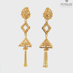 22K Yellow Gold Hanging Earrings with Screw Back