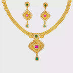 22K Layered Yellow Gold Ruby Cabochon Double Strand Necklace
